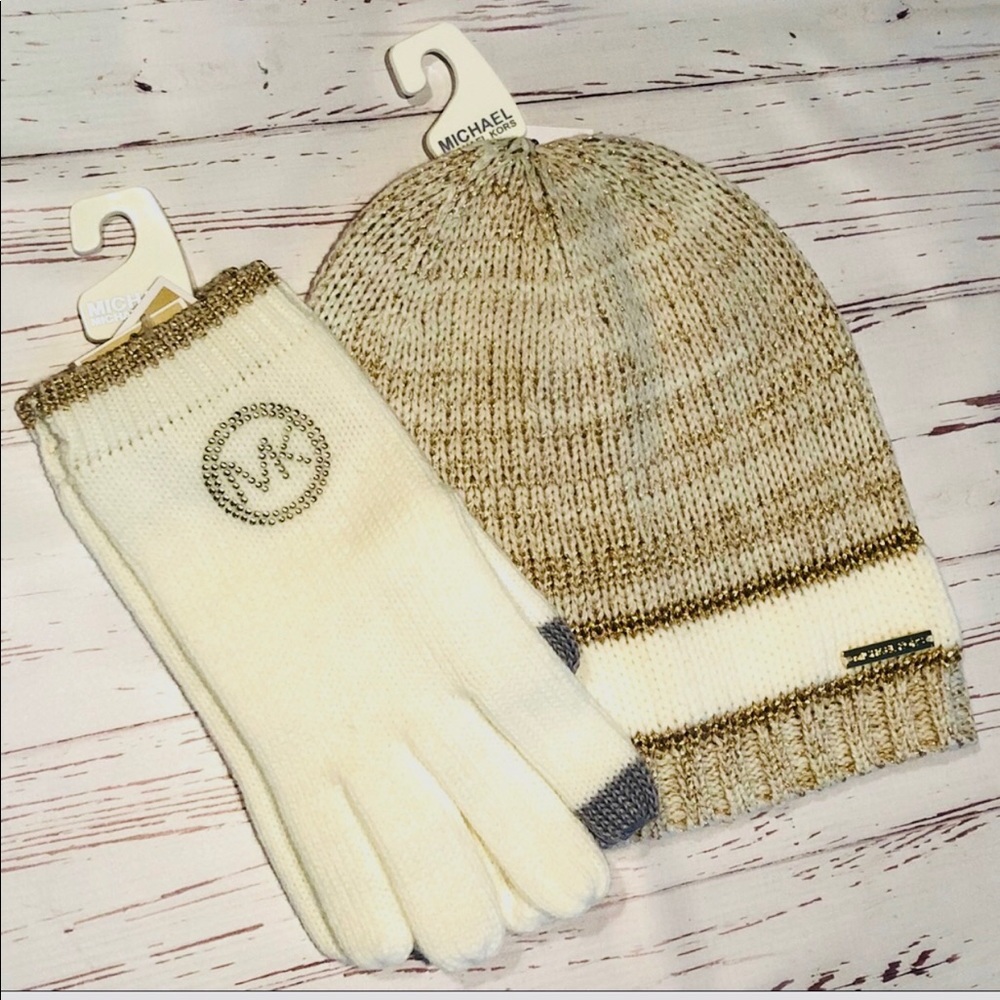 MICHAEL Michael Kors Knit Hat & Tech Gloves Set